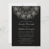 Mandala Boho Indian Elegant Black Wedding Einladung (Vorderseite)