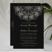 Mandala Boho Indian Elegant Black Wedding Einladung
