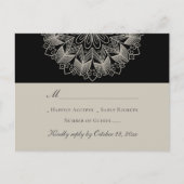 Mandala Boho Indian Elegant Black Wedding RSVP Einladungspostkarte (Vorderseite)
