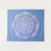 Mandala Boho Pastel Blue Gradient Wandteppich (Vorderseite (Horizontal))