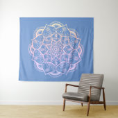 Mandala Boho Pastel Blue Gradient Wandteppich (Beispiel (Horizontal))