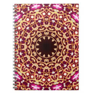 Mandala Brooch, geometrischer Vintager Hintergrund Notizblock