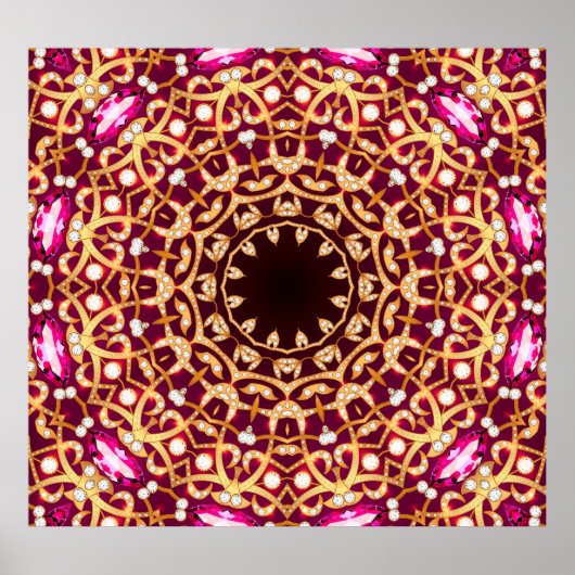 Mandala Brooch, geometrischer Vintager Hintergrund Poster (Vorne)