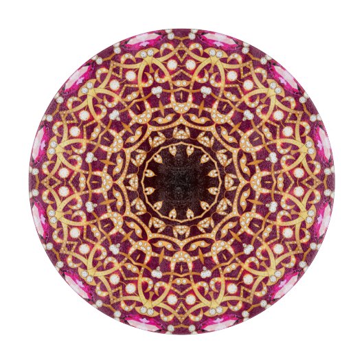Mandala Brooch, geometrischer Vintager Hintergrund Schneidebrett (Vorderseite)