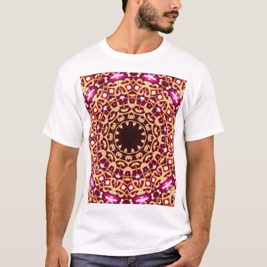 Mandala Brooch, geometrischer Vintager Hintergrund T-Shirt (Vorderseite)