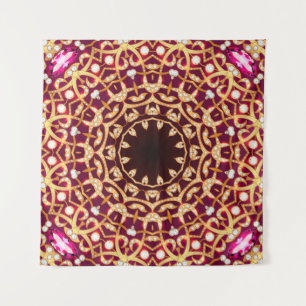 Mandala-Brosche, geometrischer Vintage-Hintergrund Wandteppich