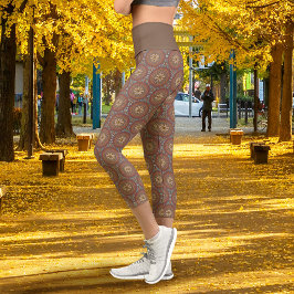 Mandala Brown Capri Leggings