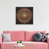 Mandala, Brown und Beige, StretchCanvas Print Leinwanddruck (Insitu (Wohnzimmer))