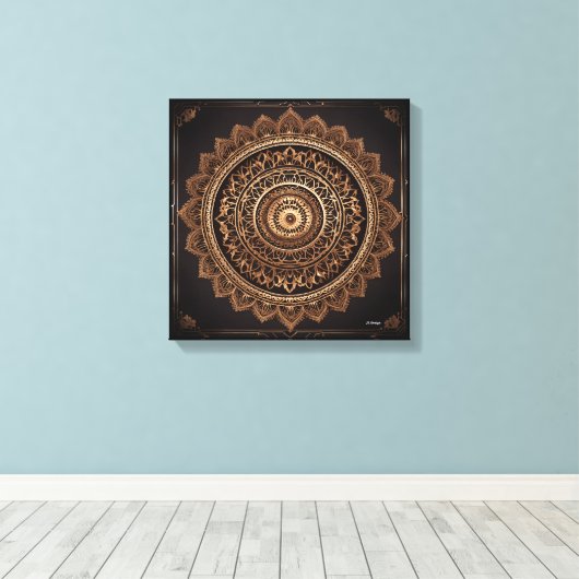 Mandala, Brown und Beige, StretchCanvas Print Leinwanddruck (Insitu (Holzboden))