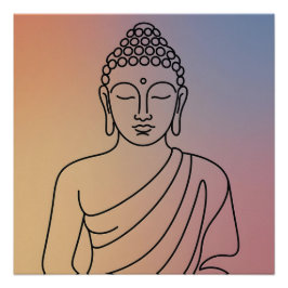 Mandala Buddha : Serene Line Art Zen Spirit Poster