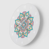 Mandala bunt marokkanisches ethnisches Muster Große Wanduhr (Winkel)