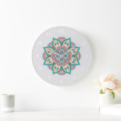 Mandala bunt marokkanisches ethnisches Muster Große Wanduhr (Zuhause)