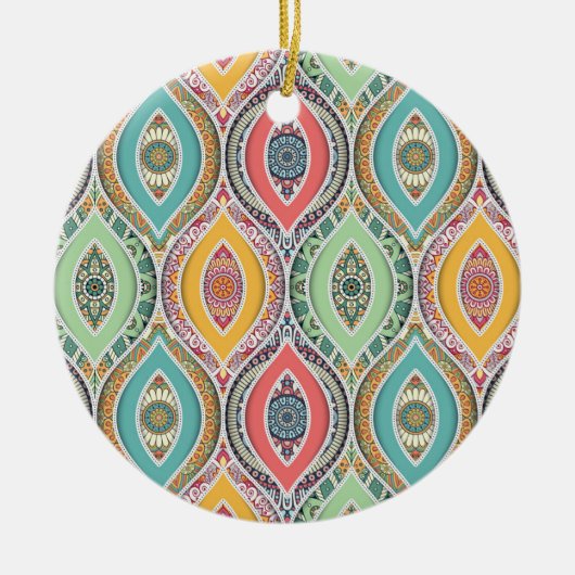 Mandala bunt marokkanisches ethnisches Muster Keramik Ornament (Vorne)