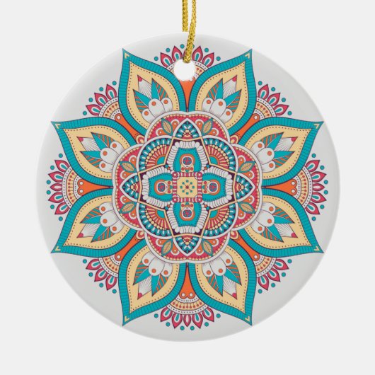Mandala bunt marokkanisches ethnisches Muster Keramik Ornament (Vorne)