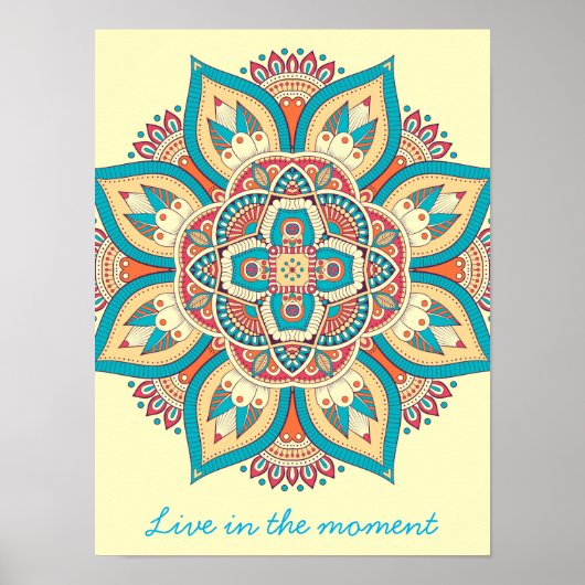 Mandala bunt marokkanisches ethnisches Muster Poster (Vorne)