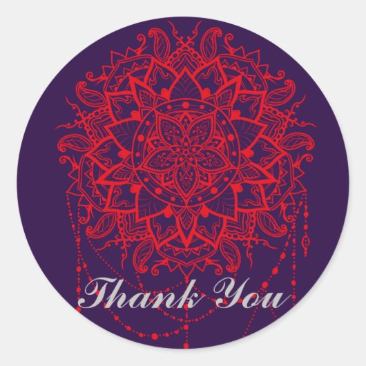 Mandala bunter indischer Marokkaner Vielen Dank Runder Aufkleber (Vorderseite)