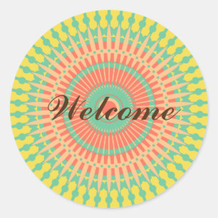 Mandala bunter indischer Marokkaner Willkommen Runder Aufkleber
