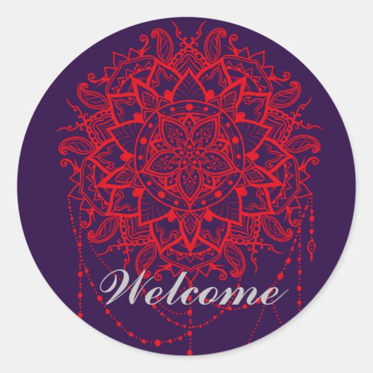 Mandala bunter indischer Marokkaner Willkommen Runder Aufkleber (Vorderseite)