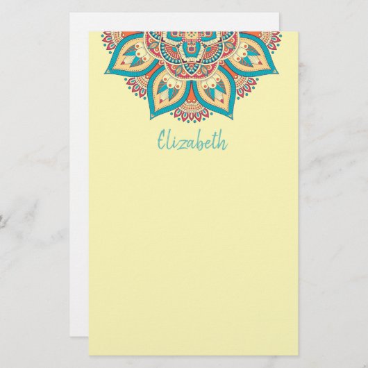 Mandala bunter marokkanisches ethnisches Muster Briefpapier (Vorne/Hinten)