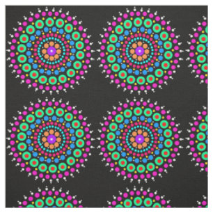 Mandala bunter schwarzer Bg Stoff