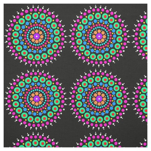 Mandala bunter schwarzer Bg Stoff (Muster)