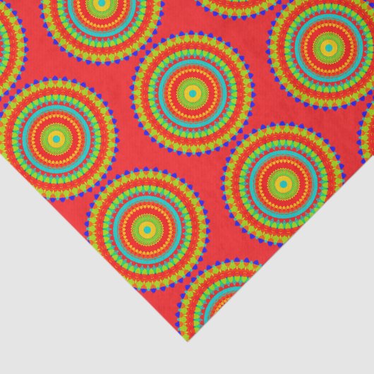 Mandala-buntes Muster-Rot Seidenpapier (Ausschnitt)