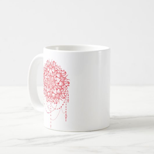 Mandala burgundy Indian Kaffeetasse (Vorderseite Links)