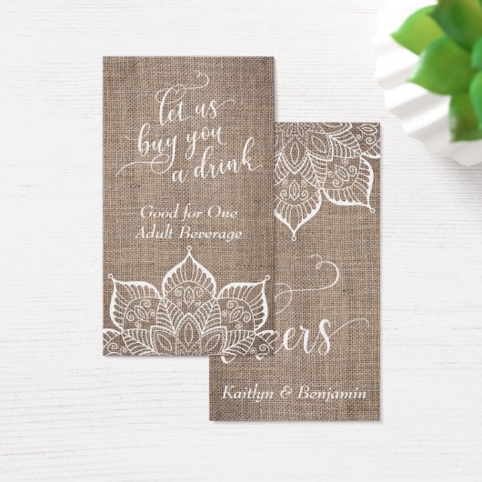 Mandala & Burlap mit Hübschem Skript, Trinkkarten (Schreibtisch)