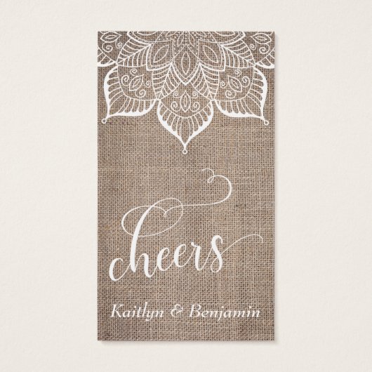 Mandala & Burlap mit Hübschem Skript, Trinkkarten (Rückseite)