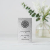 Mandala Business Card | Imitate Silbergewebe Visitenkarte (Stehend Vorderseite)