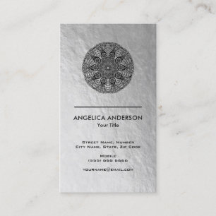 Mandala Business Card   Imitate Silbergewebe Visitenkarte