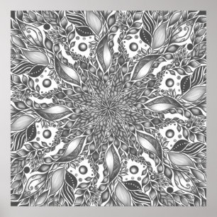Mandala Canvas, schwarz-weiß Poster