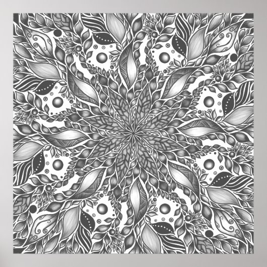 Mandala Canvas, schwarz-weiß Poster (Vorne)