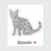 Mandala Cat Art auch Sitzen Sticker (Blatt)