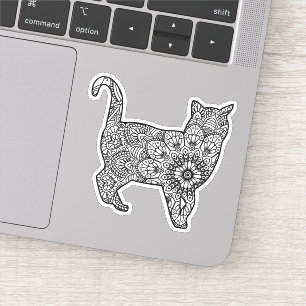 Mandala Cat Art Walking Sticker