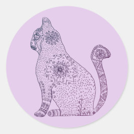 Mandala Cat Classic Round Sticker, glänzend Runder Aufkleber