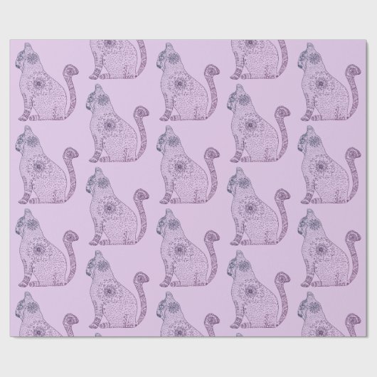 Mandala Cat Glossy Wrapping Paper, 30 in x 6 Geschenkpapier (Flach)