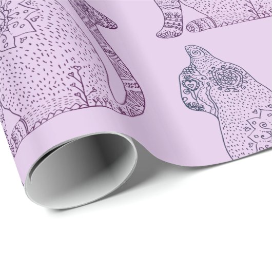 Mandala Cat Glossy Wrapping Paper, 30 in x 6 Geschenkpapier (Rolleneckpunkt)