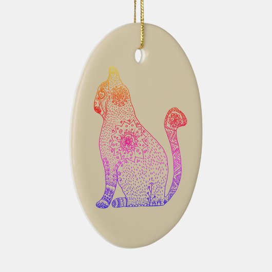 Mandala Cat Oval Ornament (Rechts)