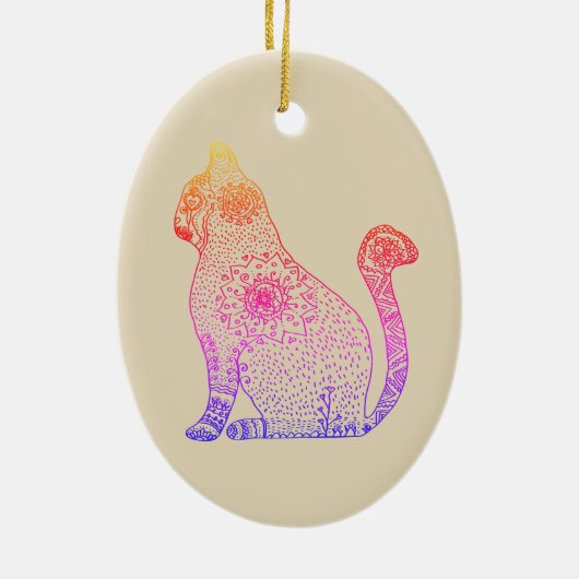 Mandala Cat Oval Ornament (Hinten)