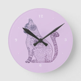 Mandala Cat Round (Medium) Wall Clock Runde Wanduhr