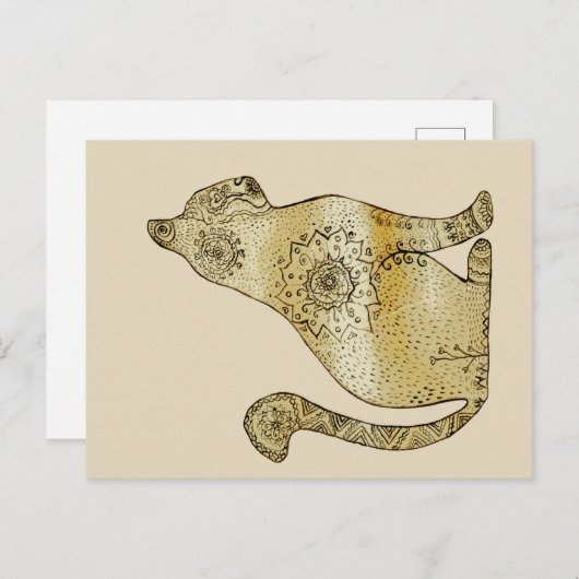 Mandala Cat Zeichnend Postkarte (Vorne/Hinten)