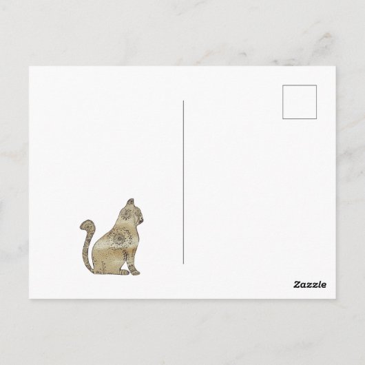 Mandala Cat Zeichnend Postkarte (Rückseite)
