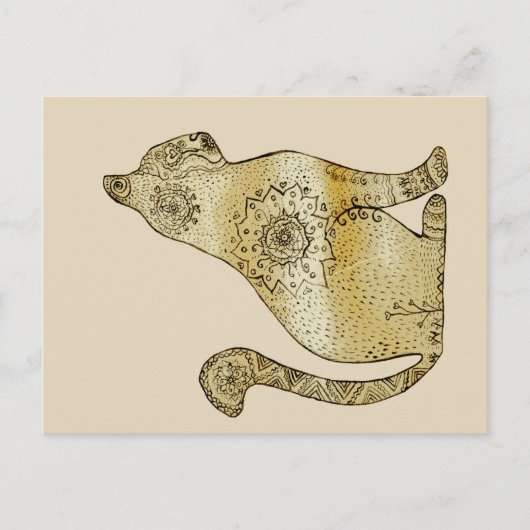 Mandala Cat Zeichnend Postkarte (Vorderseite)