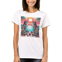 Mandala Cats Sunset Beach Sweet Tee Summer
