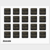 Mandala Chalkboard Black and Gold Blend Labels Quadratischer Aufkleber (Blatt)