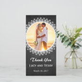 Mandala Chalkboard Wedding Foto Danke Karte (Stehend Vorderseite)