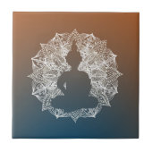 Mandala Circle Buddha Blue und Orange Fliese (Vorderseite)