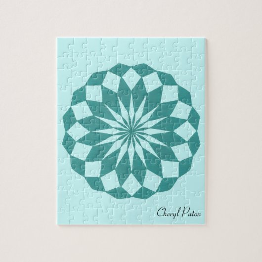Mandala Circle Diamonds Turquoise Muster Puzzle (Vertikal)
