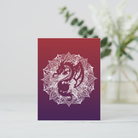 Mandala Circle Dragon Postkarte (Stehend Vorderseite)